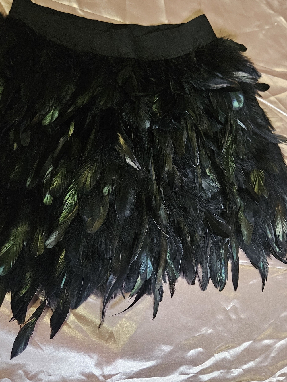 Black Feathered Mini Skirt - Women's Statement Party Skirt - Picture 5 of 5